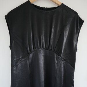 Halara satin midi dress, black, L - elegant women's office cocktail dress